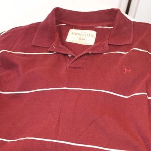 Aeropostale Mens Long Sleeve Red Strip Shirt